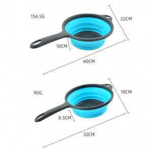 Kitchen Multifunctional Plastic Folding Silicone <b>Colander</b> Handle Water Filter Basket for Home Use Square Sink for Fruit - Product Image 6