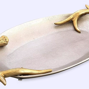 ถาดเสิร์ฟอลูมิเนียมเคลือบสีเงินถาดโลหะหรูหราสำหรับโต๊ะอาหารและร้านอาหาร - Product Image 1