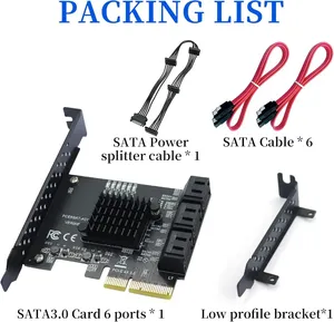 SATA X4 Karte 6-Port-Erweiterungskarte, PCIe-zu-Controller-Erweiterungskarte, <span class=keywords><strong>ASM1166</strong></span> 6-Port-Chip, Integrierter Adapter-Konverter - Product Image 2