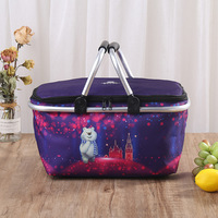 Panier de courses pliable en tissu Oxford imprimé Kuromi Cinnamonroll, grande capacité, pour le rangement alimentaire en extérieur