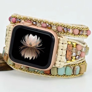 Trendybay Pierre Naturelle Lien Boho <span class=keywords><strong>Bracelet</strong></span> Bande pour <span class=keywords><strong>Apple</strong></span> <span class=keywords><strong>Watch</strong></span> Série 8 7 SE 40/45mm Boucle Femmes Perlé <span class=keywords><strong>Bijoux</strong></span> Montre <span class=keywords><strong>Bracelet</strong></span> Bande - Product Image 5