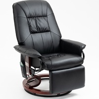 Chaises pivotantes modernes noires Offre Spéciale fauteuil inclinable en tissu microfibre confortable à base de bois avec pouf pour regarder la télévision