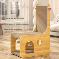 Novayapetix Griffoir pour chat en forme de L écologique, vertical, en carton, double couche, avec lit de repos, jouet et clochette