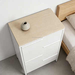 Armoire <span class=keywords><strong>de</strong></span> rangement multifonctionnelle à 4 tiroirs avec pieds en métal, <span class=keywords><strong>table</strong></span> d'appoint pour salon et organisateur <span class=keywords><strong>de</strong></span> chevet pour chambre à coucher - Product Image 4