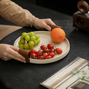 Bandeja <span class=keywords><strong>de</strong></span> Té <span class=keywords><strong>de</strong></span> Porcelana Estilo Vintage, Hecha a Mano, Circular, para Preparación <span class=keywords><strong>de</strong></span> Té y Colocación <span class=keywords><strong>de</strong></span> Tazas, con Plato para Frutas Secas - Product Image 1