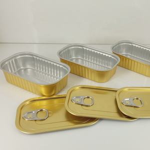 Contenedor cuadrado de <span class=keywords><strong>sardinas</strong></span> con tapa fácil de despegar, bote rectangular de aluminio para mariscos - Product Image 3