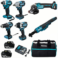 Kit combiné d'outils électriques sans fil Makita Lithium-Ion 10 pièces avec batterie et chargeur, adapté à la construction et au travail du bois