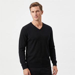 Suéter de Punto Personalizado para Hombre, Cuello en V, Manga Larga, 100% Algodón GOTS, de Alta Calidad para Invierno - Product Image 6