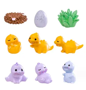 Conjunto de bonecos de desenho animado realista para crianças, brinquedo de dinossauro 3D em resina personalizado, modelo pequeno, animal roxo, azul, rosa e amarelo