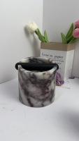 Boîte à expresso en marbre Calacatta Viola de luxe, outil de barista artisanal en pierre naturelle pour bar à café haut de gamme et décoration intérieure