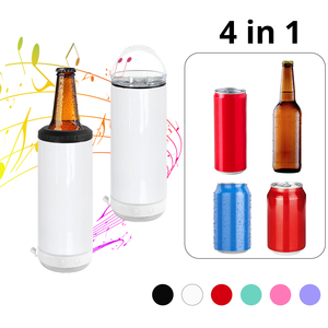 Gobelet personnalisé en acier inoxydable de 16 oz avec haut-parleur, sublimation, musique sans fil, refroidisseur de canettes 4-en-1, gobelet à sublimation avec haut-parleur - Product Image 4