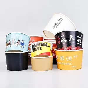 Hot Sale Wholesale Disposable Black Kraft Paper With Printing Logo Takeout Kraft 1100ml Paper Salad Lunch Rounded Bowl With Lid