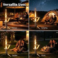 Brasero extérieur moderne à granulés de bois avec tube en verre, en acier inoxydable, sans fumée, design portable pour le camping, le jardin et l'arrière-cour