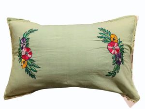 Traditional Embroidered <b>Cushion</b> <b>Cover</b> Pure Cotton Machine Washable Machine Stitched Elegant Floral Design - Product Image 5