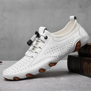 Men's British <b>Style</b> Business Casual Oxford <b>Shoes</b> Mesh Lace-Up Anti-Slip Breathable Lightweight Round Toe Glossy - Product Image 4