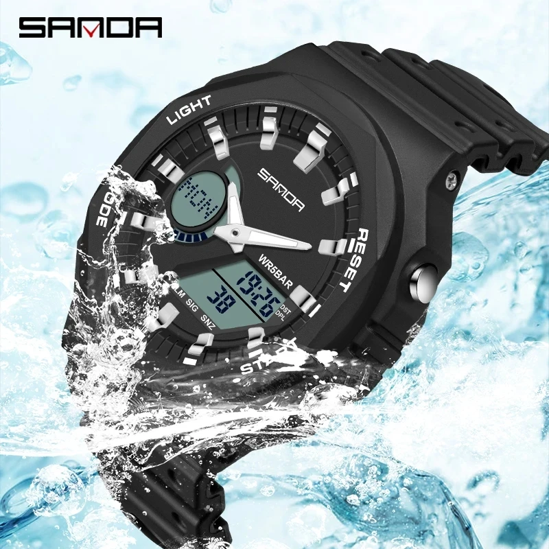 Sanda 6016 Waterproof Digital Chronograph Watch, Unisex Sports
