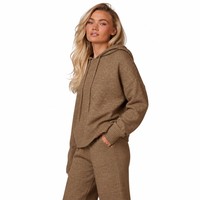 Ensemble de tricots pour femmes avec logo personnalisé, tricoté en laine mélangée de polyester, manches longues, couleur unie, décontracté, hiver, OEM & ODM Factory