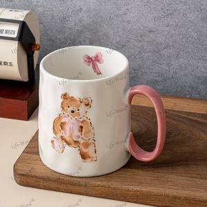 Venda quente bonito Graffiti cerâmica canecas urso bonito copos de água cerâmicos grande capacidade espessada e resistente ao calor - Product Image 3