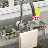 Égouttoir en aluminium pour évier de cuisine, organisateur sous évier, support de rangement pour éponge et chiffon de cuisine, support de robinet