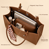 Sac fourre-tout en cuir PU grande capacité avec logo personnalisé, sac à main pour femme avec pochette intérieure et fermeture magnétique pour le travail et les voyages