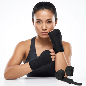 Vendas de Algodón Negras para Boxeo, 2 Pulgadas de Ancho, 3 Pies de Largo, Transpirables, Unisex, Color Sólido, para Uso en Todas las Estaciones - Product Image 1