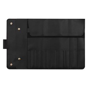 Makeup Brush Roll Bag Roll up Cosmetic Bag PU Leather Repair Tool Roll Bag PU Leather Foldable Makeup Brush Travel Organizer - Product Image 1