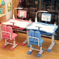 Ensemble de bureau et chaise pour enfants réglable en hauteur bleu, table et chaise ergonomiques pour enfants pour écrire, lire et dessiner