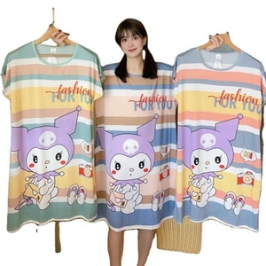 Abito da <span class=keywords><strong>notte</strong></span> a buon mercato da donna cartoni animati estivi da donna con stampa Midi gonne da <span class=keywords><strong>notte</strong></span> Oversize Casual pigiami da <span class=keywords><strong>notte</strong></span> - Product Image 1