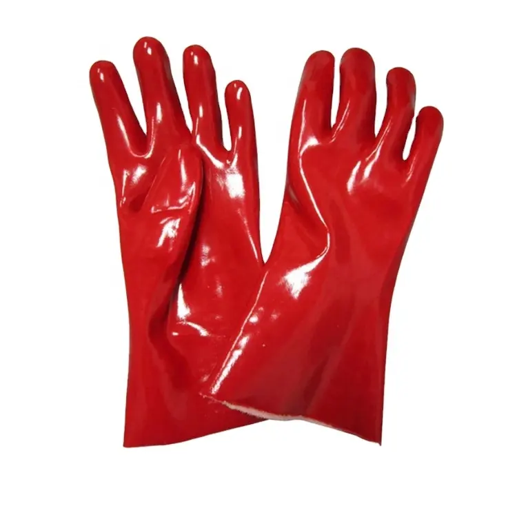 Gants de travail en PVC rouge, caoutchouc, robuste, bras Long 35cm, sécurité chimique XL