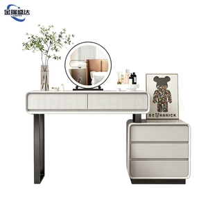 Jinruishengda Moderner Minimalistischer All-in-One Holz-Schminktisch Schlafzimmer Cremefarbener Schminktisch Influencer-Style Lackierter Schreibtisch - Product Image 6