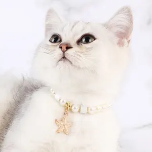 Necklace Pendant Starfish White Imitation Pearl Choker Necklace Cat Cute Infinite Beads And Charms Jewelry For Pets