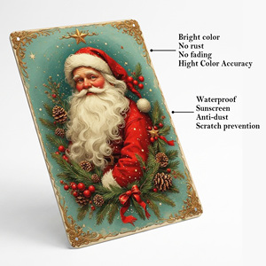 Panneaux en métal en gros, Cadeau de Noël 2026, Décoration murale, Art vintage, Père Noël, Fournitures de fête pour la maison et la chambre, Affiche métallique - Product Image 3