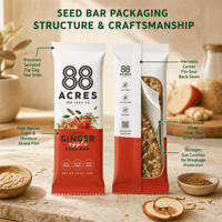 Sachet personnalisé imprimé à trois soudures en PET+PE Mylar avec encoche de déchirement facile pour l'emballage de barres protéinées, granola, lait et gelée
