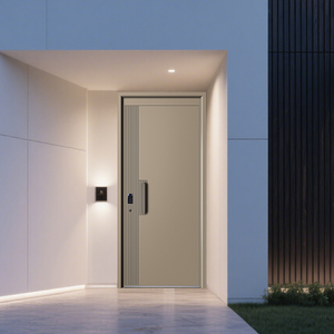 Porte d'entrée de sécurité en aluminium YUDON DOOR avec transfert de grain de bois, sculpture 3D, pare-balles, couleur personnalisée, design minimaliste, pour hôtel - Product Image 2