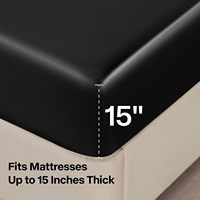 Parure de lit en satin de luxe, taille Queen, draps noirs doux et soyeux, drap-housse à poche profonde, satin tissé, couvre-lit élégant