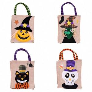 Decoraciones de Halloween, Bolsa de Yute con Diseño de Calabaza de Dibujos Animados, Bolsa de Dulces para Niños, Bolsas de Regalo para Niños - Product Image 5