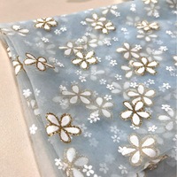 Tissu en dentelle suisse bleu 20D respirant 19 g/m² ultra-fin 100 % polyester pour jupe, vêtement, tulle doux imprimé effet soie