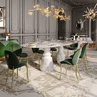 Table à manger ovale en marbre naturel de luxe avec piédestal en marbre, design moderne pour l'ameublement de la maison