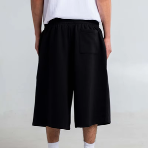 Custom Wide Leg Long Sweat <b>Shorts</b> Cotton Baggy Fleece Heavy Weight <b>3</b>/<b>4</b> <b>Shorts</b> for Men - Product Image 4