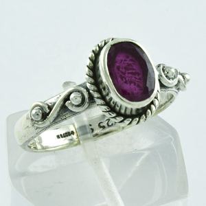 Anillo de plata de primera ley con piedra de ágata, sortija pequeña, plata esterlina 925, estilo indio - Product Image 2