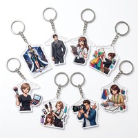 Porte-clés en acrylique personnalisé en gros pour cadeaux promotionnels d'entreprise, avec logo, emblème scolaire, code QR, mini pendentif