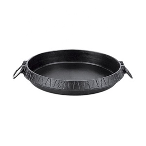 Wajan penggorengan besi cor penggorengan piring Steak piring panggang BBQ piring penggorengan berkemah wajan bulat anti kusut - Product Image 2