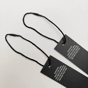 Custom Size Shape Eco-Friendly Black Paper Hang Tags Embossed Finish Silk Screen Printed Logo <b>Swing</b> Tags for Clothing Bags Jeans - Product Image 5