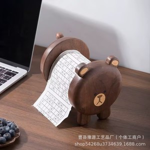 Solid Wood Bear Tissue Holder Wall Mounted Creative Home Furnishing For Living Room <b>Kitchen</b> Toilet <b>Paper</b> Holder - Product Image 2