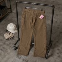 Celana Kerja Pria Khaki Ukuran Besar Bahan Katun Twill Model Carpenter Kancing Resleting Kantong Alat Lilitan Kaki Lurus