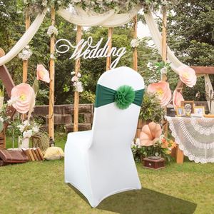 Sage Green Organza Chair Sashes Flower Shaped Spandex Chair <b>Bow</b> for Wedding Banquet - Product Image 6