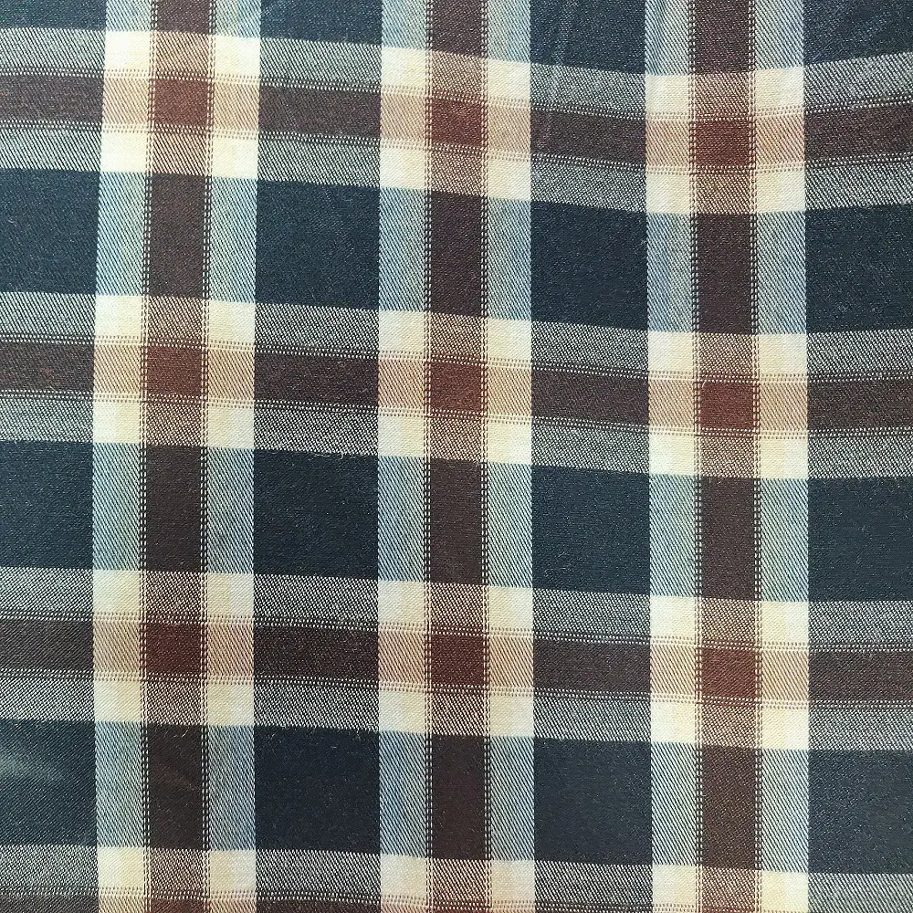 Wholesale big quantity check textile cotton yarn dyed plaid shirt fabric woven stock lot for garments/lining/shirting