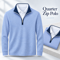 Pull-over de golf léger à manches longues pour homme, rayé, avec col polo intégré, tricoté sur mesure, fabricant OEM