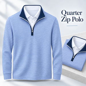 Pull-over de golf léger à manches longues pour homme, rayé, avec col polo intégré, tricoté sur mesure, fabricant OEM - Product Image 1