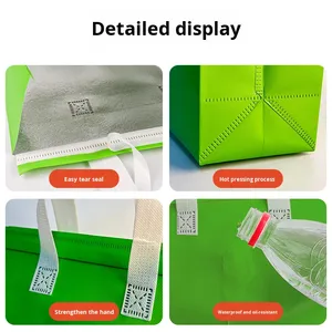 Sac isotherme spécial en tissu non tissé avec poignée longue, imprimé par transfert thermique, étanche et isolant en feuille d'aluminium pour livraison à emporter - Product Image 2